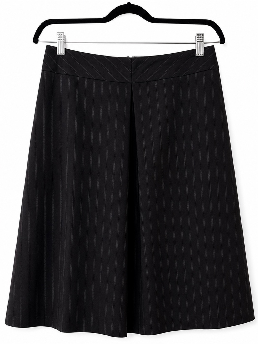 Banana Republic Navy Pinstripe A-Line Midi Skirt Sz 10 Pockets Workwear